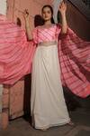Buy_Meher By Islie_Pink Georgette, Crepe, Net, Shantoon Embroidery Round Multi Colour Hand Dress _at_Aza_Fashions