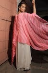 Shop_Meher By Islie_Pink Georgette, Crepe, Net, Shantoon Embroidery Round Multi Colour Hand Dress _at_Aza_Fashions