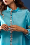 Buy_Samyukta Singhania_Sky Blue Chanderi Embroidery Mandarin Collar Pant Co-ord Set _Online_at_Aza_Fashions