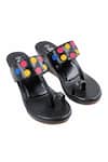 Shop_The Madras Trunk_Black Haiku Wedges Polka Pattern _at_Aza_Fashions