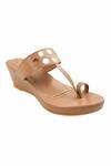 Buy_The Madras Trunk_Brown Studs Haiku Wedges Polka Pattern _Online_at_Aza_Fashions