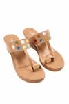 Shop_The Madras Trunk_Brown Studs Haiku Wedges Polka Pattern _at_Aza_Fashions