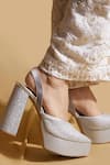 Tiesta_Silver Glitter Pointed Toe Platform Pumps _at_Aza_Fashions