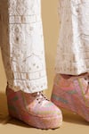 Tiesta_Pink Neon Beaded Sneaker Wedges _Online