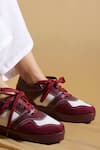 Shop_Tiesta_Maroon Leather Sneakers _Online_at_Aza_Fashions