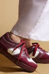 Tiesta_Maroon Leather Sneakers _at_Aza_Fashions