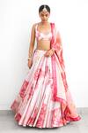 Buy_SHASHA GABA_Pink Georgette Sequins Square Neck Blush Bloom Lehenga Set _at_Aza_Fashions