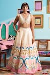 Buy_Papa Don't Preach_Ivory Silk Beads, Sequins, Embroidery V-neck Printed Lehenga Set _at_Aza_Fashions