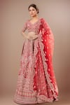 Buy_Kalighata_Red Silk Tassels, Embroidery Round Neck Padmawat Lehenga Set _at_Aza_Fashions