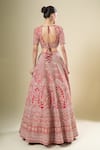 Shop_Kalighata_Red Silk Tassels, Embroidery Round Neck Padmawat Lehenga Set _at_Aza_Fashions