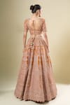 Shop_Kalighata_Orange Silk, Net Sequins, Embroidery Square Neck Rust Shadi Saga Lehenga Set _at_Aza_Fashions