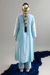 Buy_Anantaa By Roohi X AZA_Blue Silk, Chanderi Embroidery, Sequins Round Neck Light Kurta And Pant Set _Online_at_Aza_Fashions