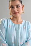 Buy_Anantaa By Roohi X AZA_Blue Silk, Chanderi Embroidery, Sequins Round Neck Light Kurta And Pant Set _Online