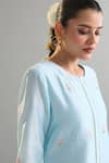 Anantaa By Roohi X AZA_Blue Silk, Chanderi Embroidery, Sequins Round Neck Light Kurta And Pant Set 