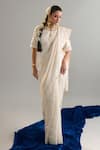 Anantaa By Roohi X AZA_Off White Sequins, Zari Round Neck Embroidered Blouse _at_Aza_Fashions