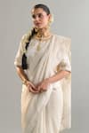 Buy_Anantaa By Roohi X AZA_Off White Sequins, Zari Round Neck Embroidered Blouse 