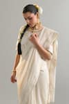 Shop_Anantaa By Roohi X AZA_Off White Sequins, Zari Round Neck Embroidered Blouse 