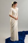 Anantaa By Roohi X AZA_Off White Sequins, Zari Round Neck Embroidered Blouse _Online