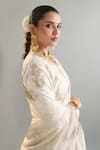 Anantaa By Roohi X AZA_Off White Sequins, Zari Round Neck Embroidered Blouse 