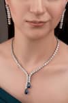 Shop_Anana_Blue Crystals, Rhinestones Royal Designer Necklace And Earring Set _at_Aza_Fashions