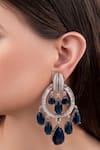 Buy_Anana_Navy Stones Blue Designer Silver Earrings _at_Aza_Fashions