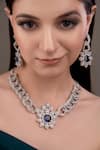 Buy Anana Blue Stones, Silver Plated Necklace And Earring Set at Aza Fashions Buy_Anana_Blue Stones, Silver Plated Necklace And Earring Set _at_Aza_Fashions