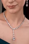 Shop_Anana_Silver Plated Crystals Designer Necklace And Earring Set _at_Aza_Fashions