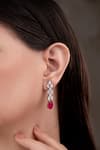 Shop_Anana_Red Crystals, Gemstones Ruby Silver Plated Choker And Earrings Set _at_Aza_Fashions