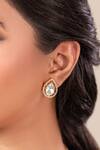 Anana_Gold Plated Gemstones Finish Designer Necklace And Earring Set _Online_at_Aza_Fashions