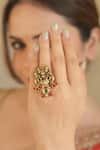 Buy_Anana_Red Ruby Adjustable Gold Plated Ring _at_Aza_Fashions