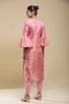 Shop Samyukta Singhania Pink Tissue, Crepe, Georgette Embroidery, Lace V-neck Floral Print Kurta Set at Aza Fashions Shop_Samyukta Singhania_Pink Tissue, Crepe, Georgette Embroidery, Lace V-neck Floral Print Kurta Set _at_Aza_Fashions