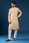 Shop_Arihant Rai Sinha_Beige Polyester, Cotton Embroidery Chiku Kurta And Pyjama Set _Online_at_Aza_Fashions