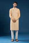 Buy_Arihant Rai Sinha_Beige Polyester, Cotton Embroidery Chiku Kurta And Pyjama Set _at_Aza_Fashions