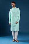 Buy_Arihant Rai Sinha_Green Georgette, Polyester, Cotton Embroidery Chikankari Sea Kurta Pyjama Set _Online_at_Aza_Fashions