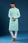Buy_Arihant Rai Sinha_Green Georgette, Polyester, Cotton Embroidery Chikankari Sea Kurta Pyjama Set _at_Aza_Fashions