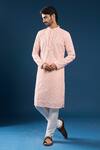 Buy_Arihant Rai Sinha_Pink Georgette, Polyester, Cotton Embroidery Chikankari Kurta Set _at_Aza_Fashions
