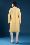 Shop_Arihant Rai Sinha_Yellow Georgette, Polyester, Cotton Embroidery Chikankari Kurta And Pyjama Set _at_Aza_Fashions