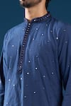 Arihant Rai Sinha_Navy Polyester, Cotton Embroidery Blue Kurta Pyjama Set _Online_at_Aza_Fashions