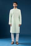 Arihant Rai Sinha Mint Cotton, Polyester Embroidery Green Chikankari Kurta Pyjama Set Online at Aza Fashions Arihant Rai Sinha_Mint Cotton, Polyester Embroidery Green Chikankari Kurta Pyjama Set _Online_at_Aza_Fashions