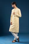 Shop_Arihant Rai Sinha_Yellow Cotton, Polyester Mirrors Kurta And Pyjama Set _Online_at_Aza_Fashions