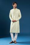 Buy_Arihant Rai Sinha_Green Silk, Polyester, Cotton Pista Blend Kurta And Pyjama Set _at_Aza_Fashions