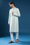 Arihant Rai Sinha_Sky Blue Silk, Polyester, Cotton Mirrors Kurta And Pyjama Set _Online_at_Aza_Fashions