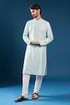 Buy_Arihant Rai Sinha_Sky Blue Silk, Polyester, Cotton Mirrors Kurta And Pyjama Set _at_Aza_Fashions