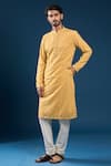 Buy_Arihant Rai Sinha_Yellow Cotton, Polyester Embroidery Mustard Chikankari Kurta And Pyjama Set 