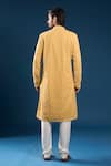 Shop_Arihant Rai Sinha_Yellow Cotton, Polyester Embroidery Mustard Chikankari Kurta And Pyjama Set _at_Aza_Fashions