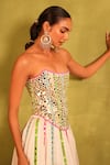 Kiran Kalsi_Multi Color Satin, Organza Embroidery Square Neck White Hand Corset Lehenga Set _Online_at_Aza_Fashions