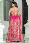 Shop_Damoiselle_Fuchsia Chinon, Viscose, Georgette Mirrors Square Neck Gulbahaar Coord Set _at_Aza_Fashions
