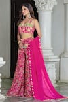Buy_Damoiselle_Fuchsia Chinon, Viscose, Georgette Mirrors Square Neck Gulbahaar Coord Set _Online_at_Aza_Fashions