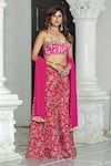 Buy_Damoiselle_Fuchsia Chinon, Viscose, Georgette Mirrors Square Neck Gulbahaar Coord Set 