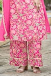 Damoiselle_Fuchsia Chinon, Silk, Viscose Georgette Embroidery, Fuschia Fable Kurta Set _Online_at_Aza_Fashions